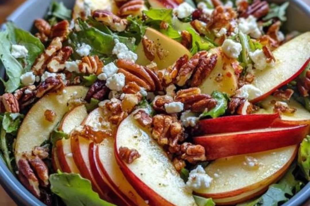 Autumn Harvest Honeycrisp Apple Salad with feta and vibrant greens
