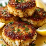 Delicious Baltimore-style crab cakes served with lemon and garnish