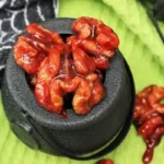 Bloody Zombie Brains made of candied walnuts for Halloween treats