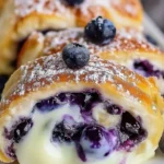 Delicious blueberry cheesecake rolls on a plate ready to be served