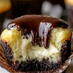 Delicious Boston Cream Pie Cupcakes topped with chocolate ganache and creamy filling