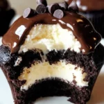 Cheesecake-stuffed chocolate cupcakes topped with creamy frosting