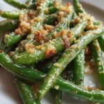 Delicious cheesy garlic green beans served as a side dish