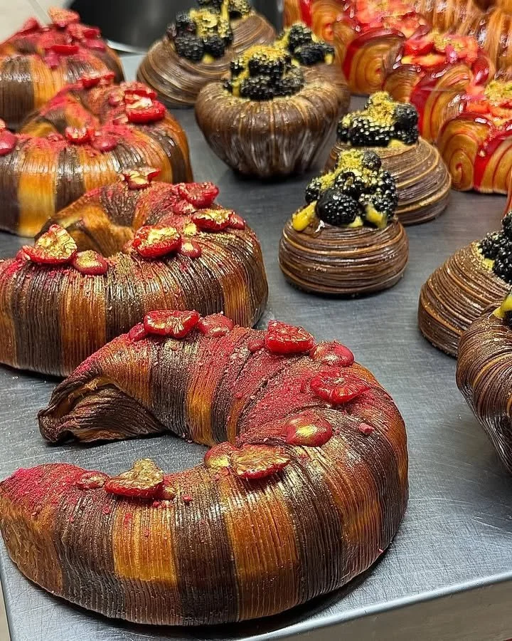 Delicious homemade croissants by Chef Broich, showcasing pastry skills and techniques.
