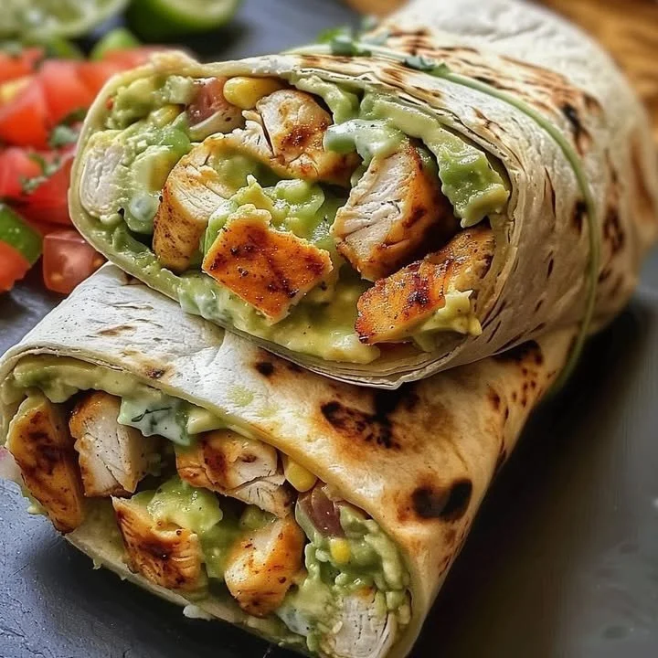 Chicken Avocado Ranch Burritos with fresh ingredients and creamy ranch sauce