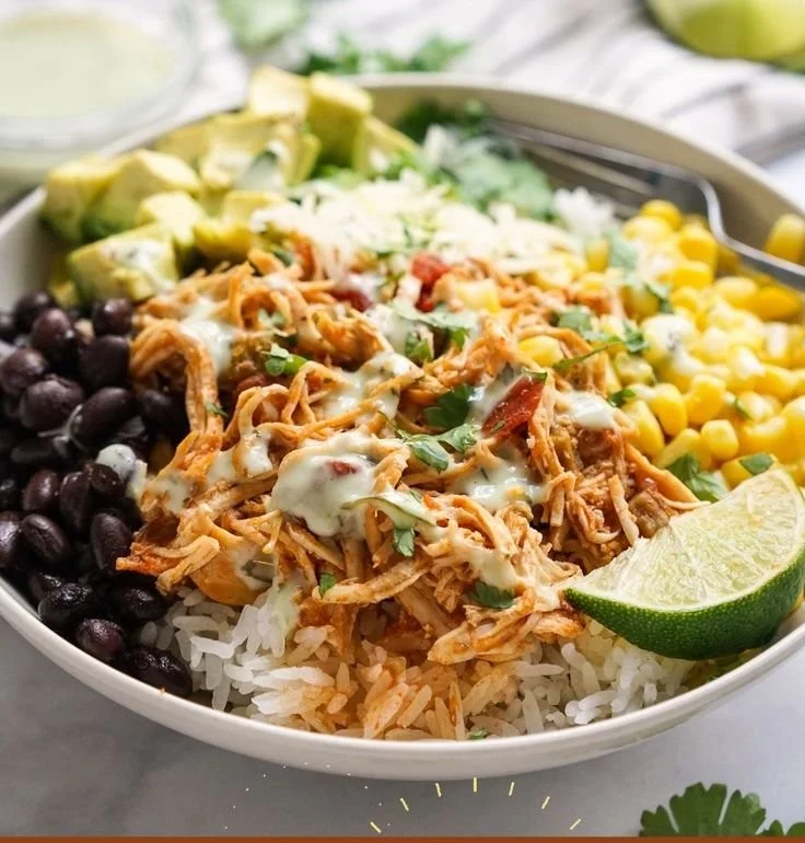 Delicious Chicken Burrito Bowl with fresh ingredients and vibrant toppings.