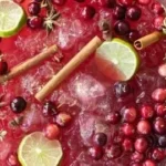 Refreshing non-alcoholic Christmas Punch in a festive bowl