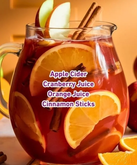 Cinnamon Apple Punch mocktail in a glass with apple slices and cinnamon sticks