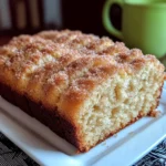 Freshly baked cinnamon donut bread with a sweet glaze