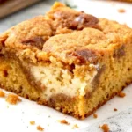 Cottage Cheese Pumpkin Spice Cake Bars with a sprinkle of cinnamon and nutmeg