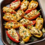 Cream cheese stuffed mini peppers ready to serve as a delicious appetizer