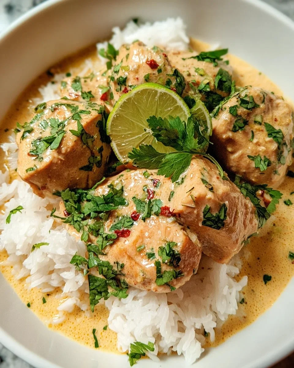 Delicious Crockpot Coconut Lime Chicken served with fresh lime slices and herbs.