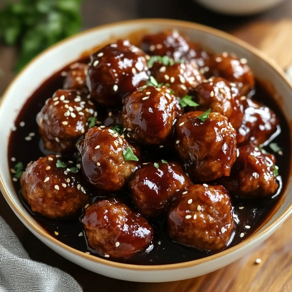Crockpot grape jelly meatballs served in a dish, showcasing a tasty appetizer.