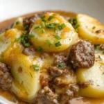 Delicious Crockpot hamburger potato casserole served in a bowl