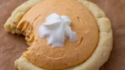 Crumbl Pumpkin Pie Cookies displaying a festive autumn treat with flavors of pumpkin pie.