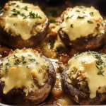 Delicious restaurant-style stuffed mushrooms prepared at home