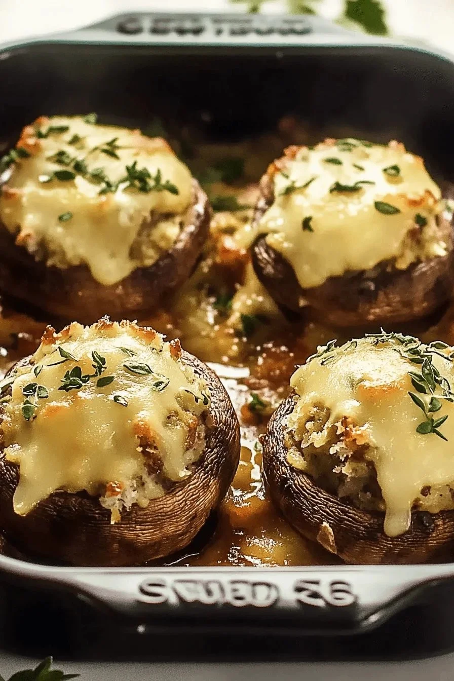 Delicious restaurant-style stuffed mushrooms prepared at home