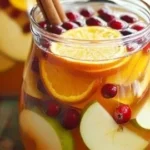 Delicious non-alcoholic autumn harvest punch served in a festive bowl.