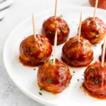 Delicious gluten-free BBQ meatballs in a crockpot