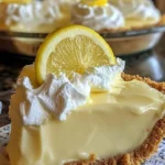 Slice of easy lemon cream cheese pie garnished with lemon zest