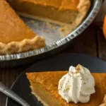 Delicious pumpkin pie served for Thanksgiving dinner