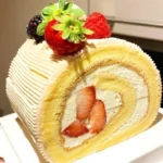 Delicious easy vanilla cake roll dessert on a plate