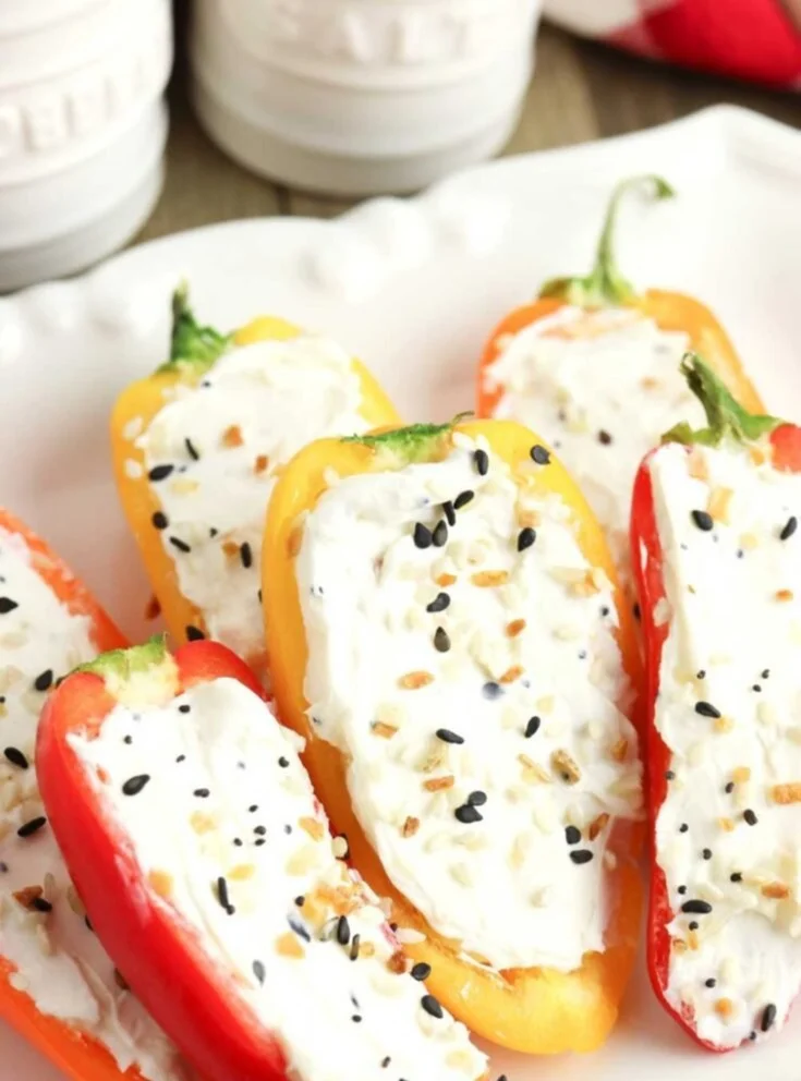 Everything Bagel Cream Cheese Stuffed Peppers ready to serve