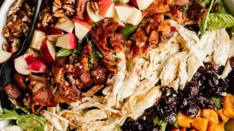 Colorful Fall Harvest Salad with seasonal vegetables and nuts