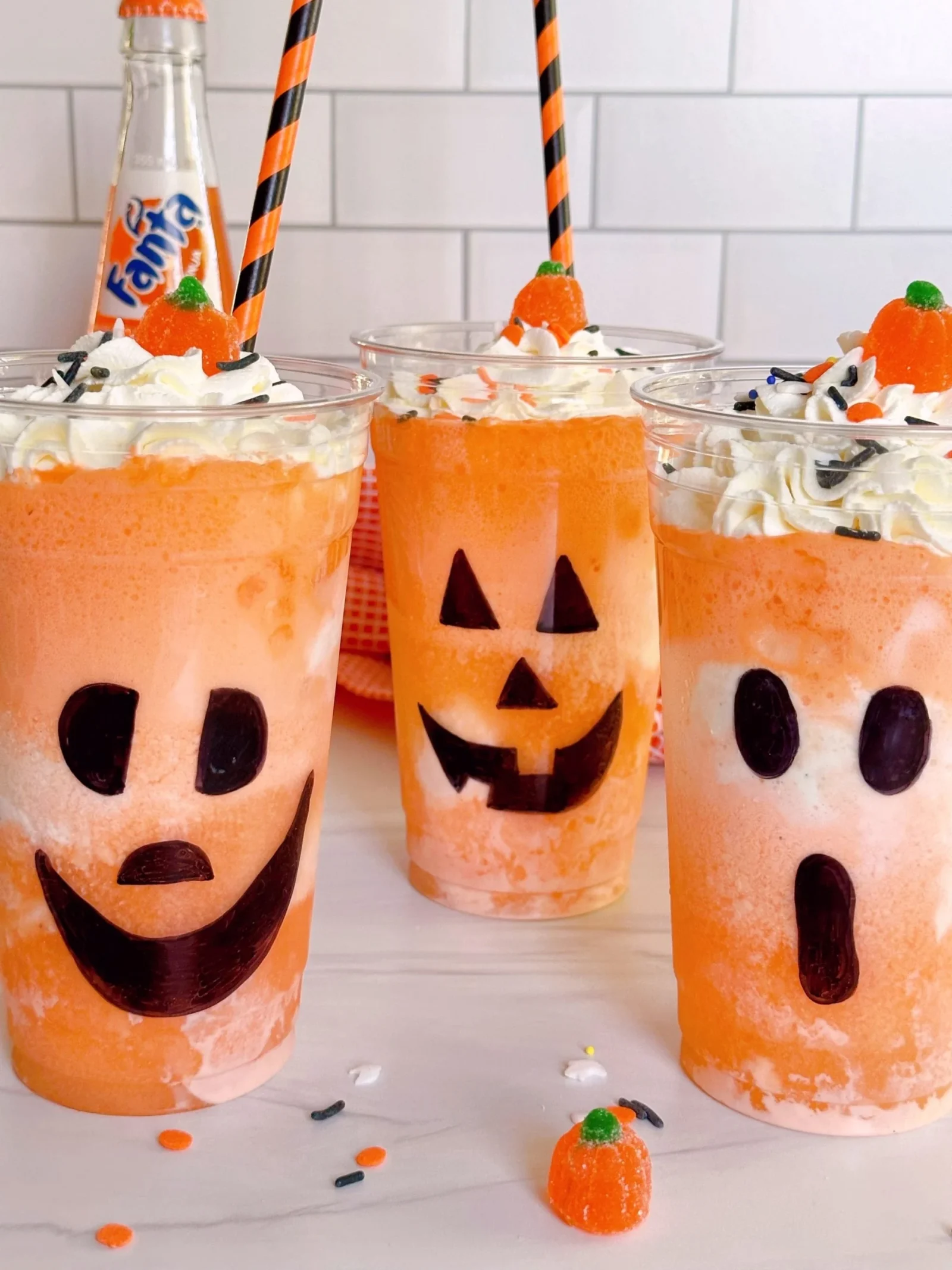 Fanta Jack O'Lantern Halloween Floats in festive Halloween cups