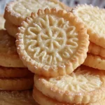Deliciously golden French Butter Cookies (Breton Cookies) on a plate.