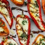 Goat cheese stuffed mini peppers on a serving platter