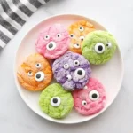 Gooey Monster Cake Cookies made with colorful cake mix and chocolate chips