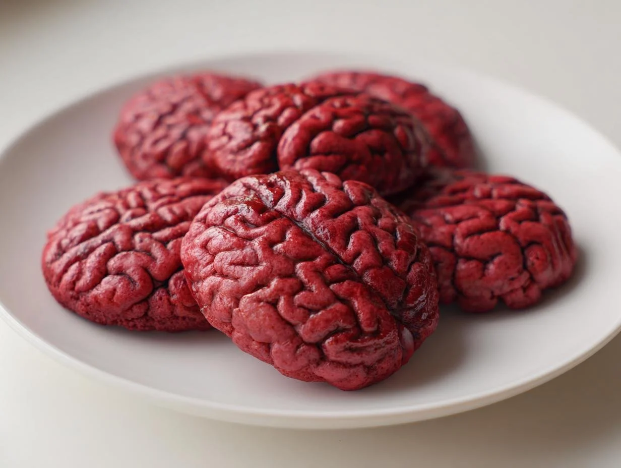 Gruesome zombie brain cookies perfect for Halloween treats