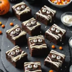 Delicious Halloween Brownies decorated with spooky designs