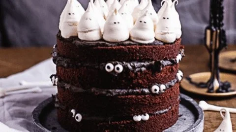 Halloween Cake decorated with spooky themes, inspired by The Spirits I Summoned.