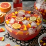 Non-alcoholic Halloween Punch served in a spooky Halloween-themed glass.