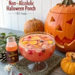 Colorful Hocus Pocus non-alcoholic Halloween punch in a spooky setting.