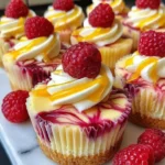 Lemon Raspberry Swirl Cheesecake Cups - a delicious dessert treat.