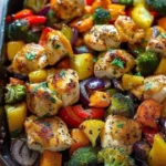 Healthy Mediterranean roasted chicken and veggies in one pan