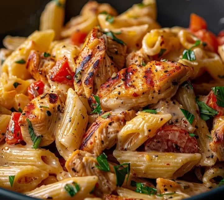 Delicious Mediterranean Marry Me Chicken Pasta served with fresh ingredients