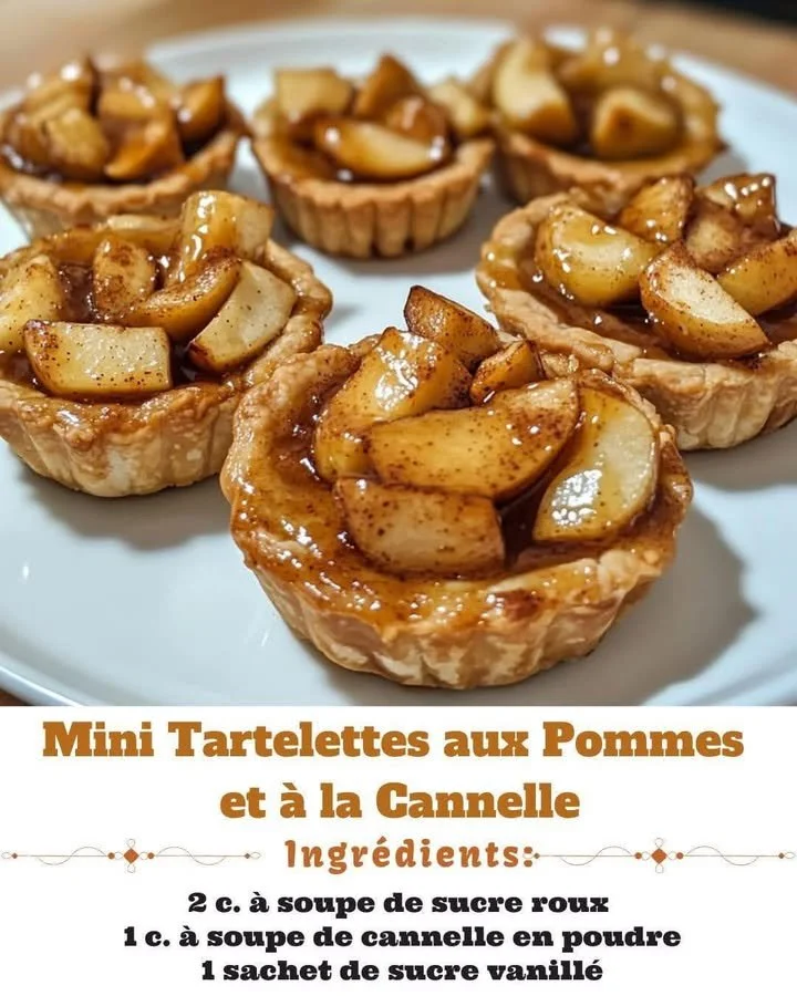 Mini apple and cinnamon tarts served on a plate