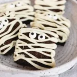 Delicious Mummy Brownies decorated for Halloween.