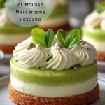 Delicious Pear Entremet with creamy Mascarpone and crunchy Pistachio Mousse