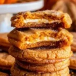 Delicious pumpkin cheesecake cookies with a creamy pumpkin filling and spice