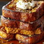 Pumpkin Pie French Toast topped with whipped cream and cinnamon.