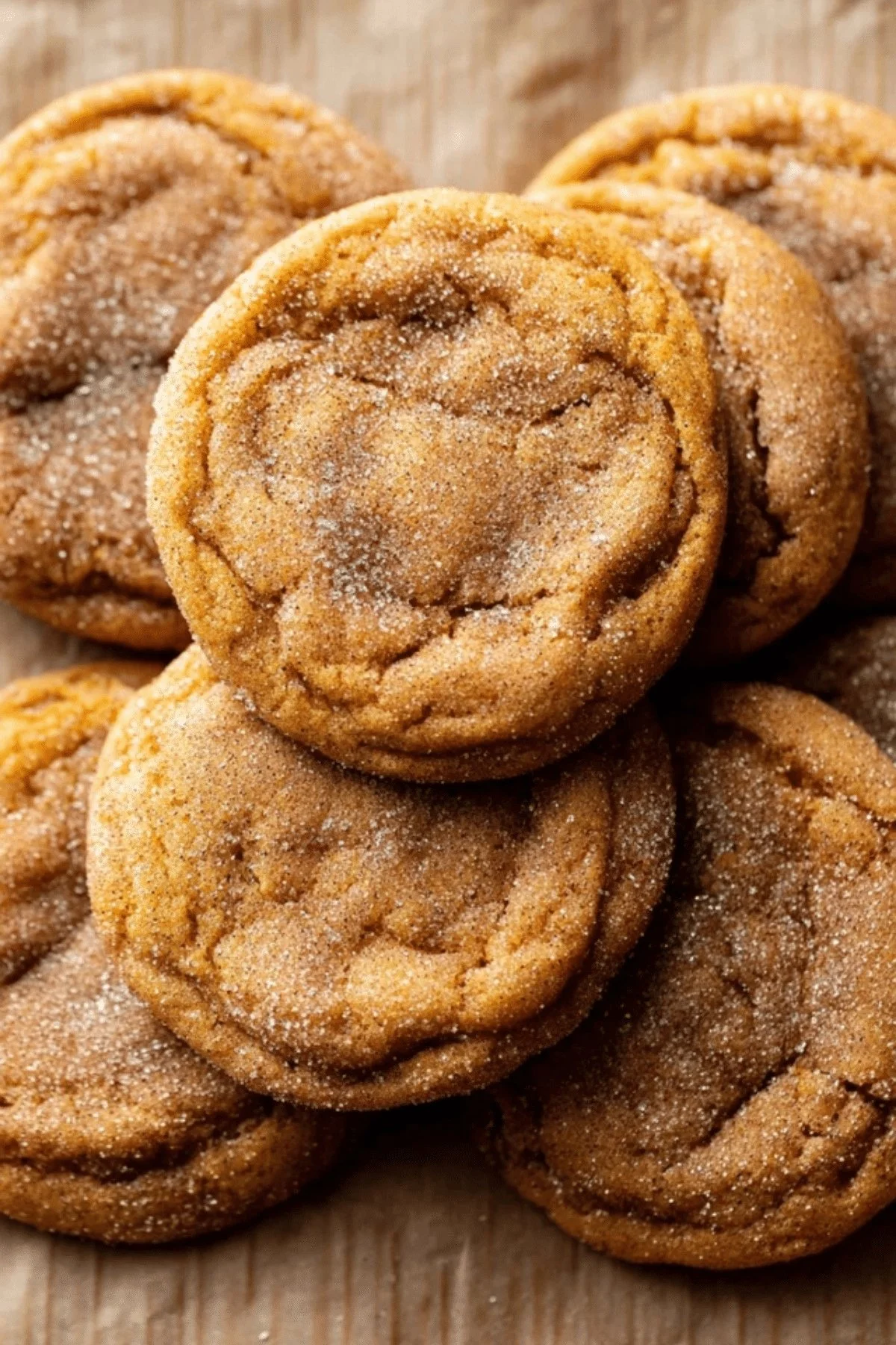 Delicious Pumpkin Snickerdoodle cookies on a plate, perfect for fall baking.