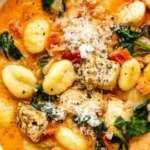Bowl of rich, creamy Marry Me Chicken Soup garnished with herbs.