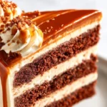 Delicious Salted Caramel Mocha Cake with chocolate drizzle and caramel sauce