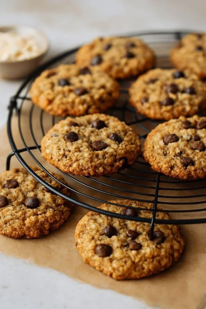 Baking simple oatmeal cookies from a homemade recipe.