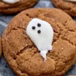 Spooky ghost brown butter pumpkin cookies decorated for Halloween